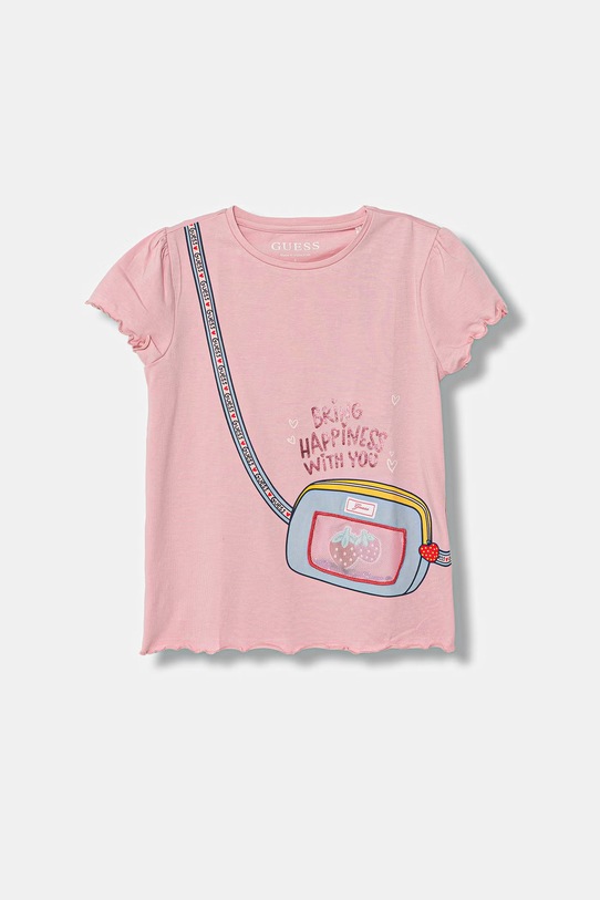 Guess t-shirt dziecięcy z elastanem różowy K6GI06.K6YW4.PPY2.M