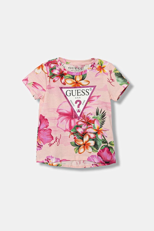 Guess t-shirt dziecięcy z elastanem różowy K6GI13.K6YW4.PPY2.M