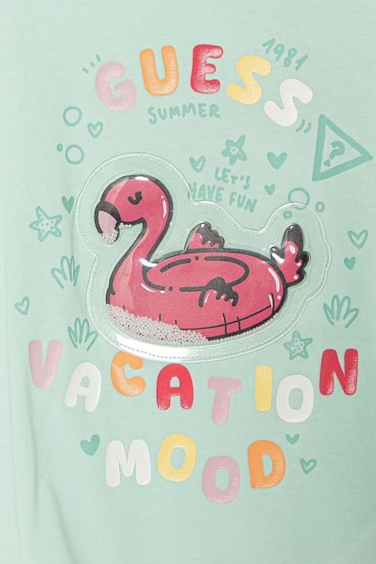 Dziewczynka Guess T-shirt dziecięcy bawełniany z elastanem K6GI16.K6YW4.PPY2.M turkusowy