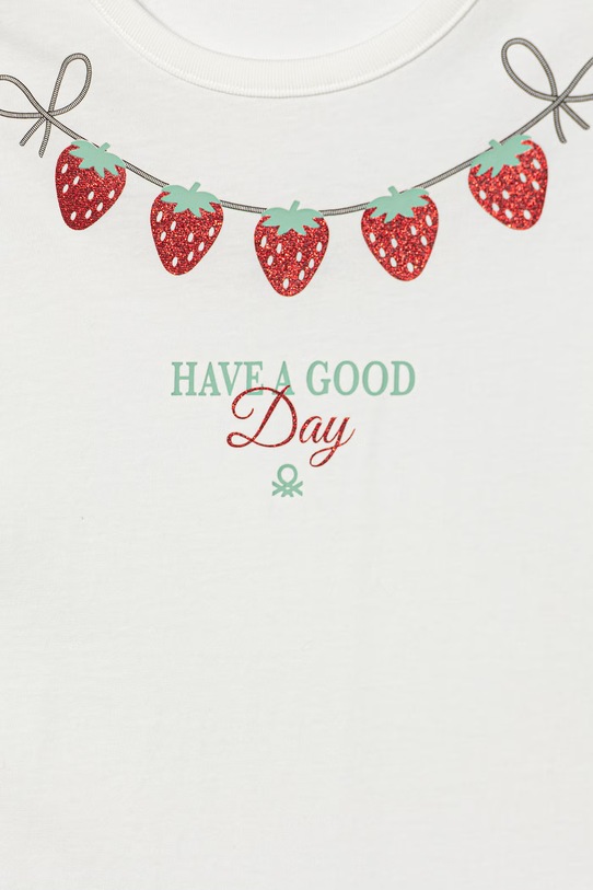 United Colors of Benetton t-shirt dziecięcy bawełniany 3096C10SG.G.Stagionale biały SS26