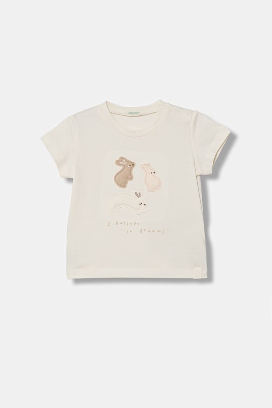 United Colors of Benetton t-shirt dziecięcy bawełniany beżowy 3I1XA106X.W.Stagionale