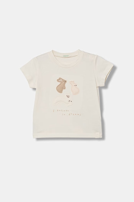 United Colors of Benetton t-shirt dziecięcy bawełniany beżowy 3I1XA106X.W.Stagionale