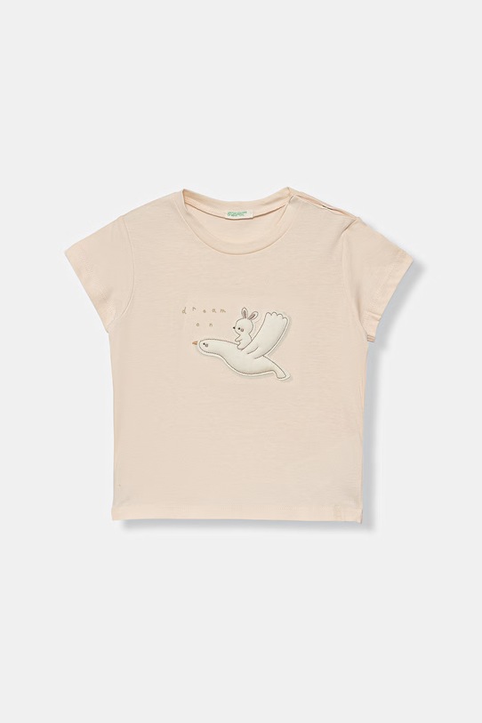 United Colors of Benetton t-shirt dziecięcy bawełniany beżowy 3I1XA106X.W.Stagionale