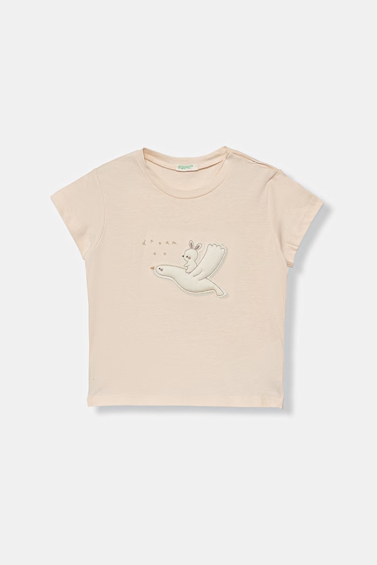 United Colors of Benetton t-shirt dziecięcy bawełniany beżowy 3I1XA106X.W.Stagionale