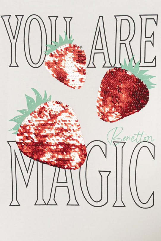 Dziewczynka United Colors of Benetton t-shirt dziecięcy bawełniany 3I1XC10SF.G.Stagionale biały