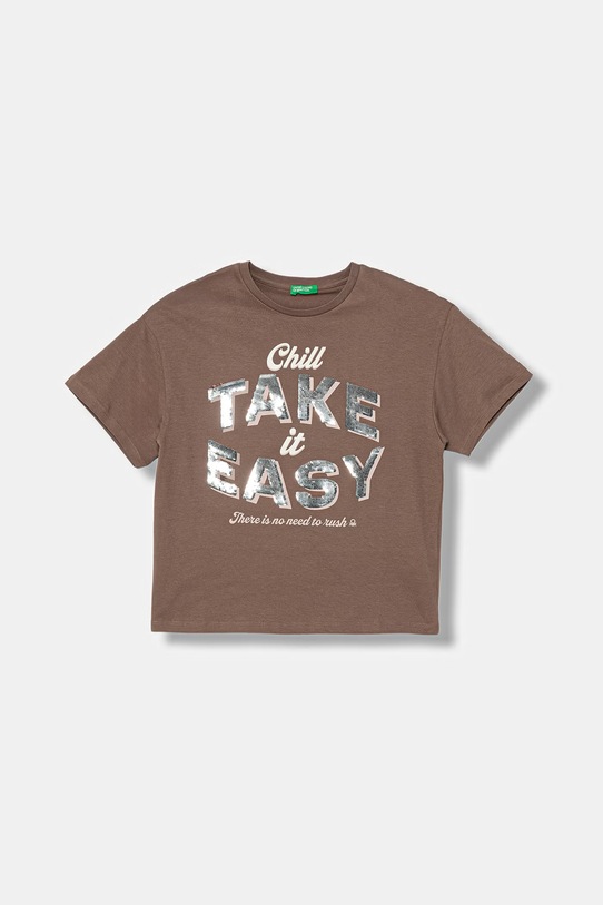 United Colors of Benetton tričko detské bavlnené hnedá 3I1XC10SF.G.Stagionale