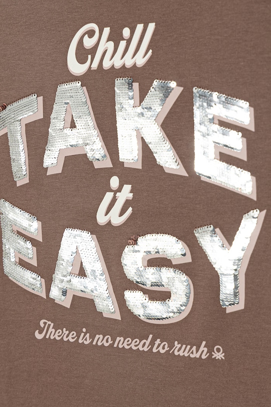 Dievča United Colors of Benetton tričko detské bavlnené 3I1XC10SF.G.Stagionale hnedá