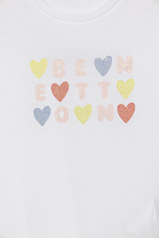 Dziewczynka United Colors of Benetton t-shirt dziecięcy bawełniany 3I1XG10LU.P.Stagionale biały