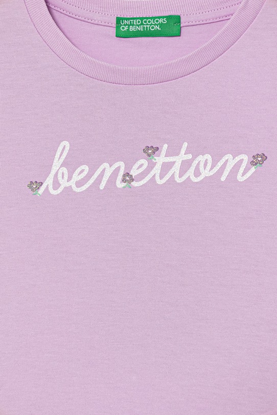 Dziewczynka United Colors of Benetton t-shirt dziecięcy bawełniany 3I1XG10LU.P.Stagionale fioletowy