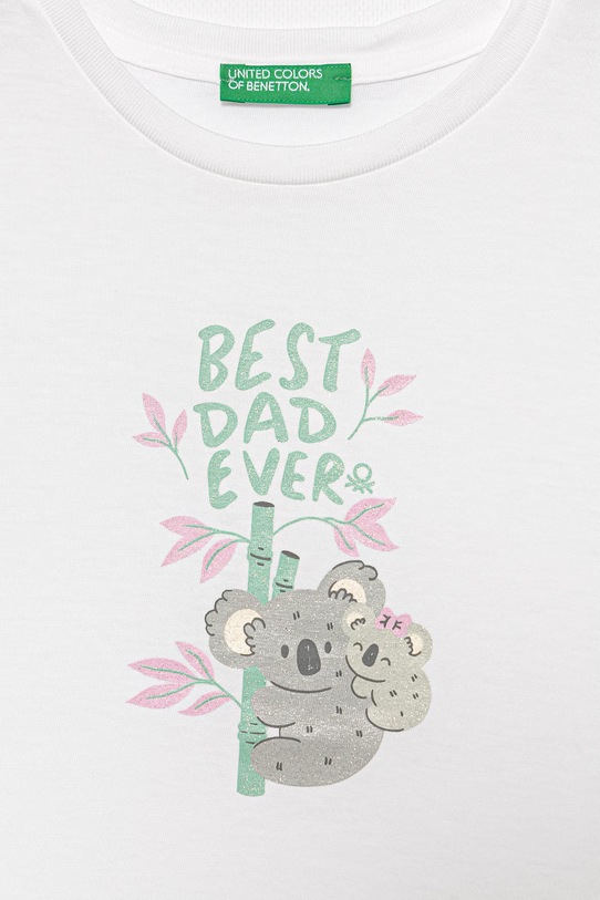 Dziewczynka United Colors of Benetton t-shirt dziecięcy bawełniany 3I1XG10M8.P.Stagionale biały