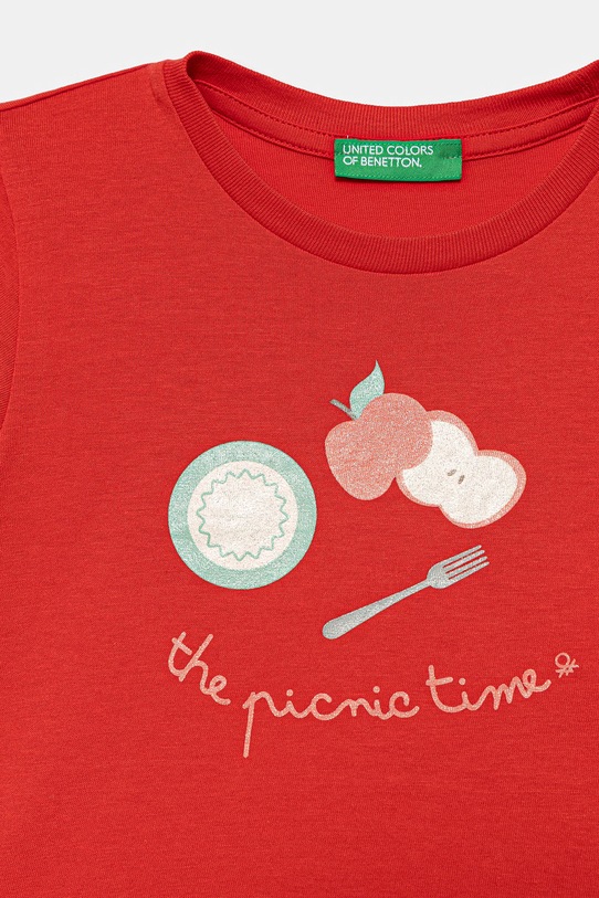 Dziewczynka United Colors of Benetton t-shirt dziecięcy bawełniany 3I1XG10M8.P.Stagionale czerwony