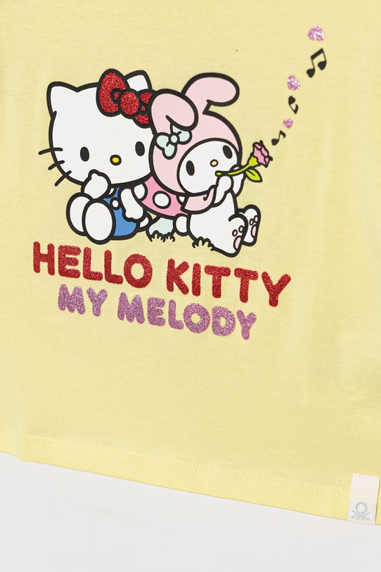 Dziewczynka United Colors of Benetton t-shirt dziecięcy bawełniany 3I1XG10MW.P.Stagionale żółty