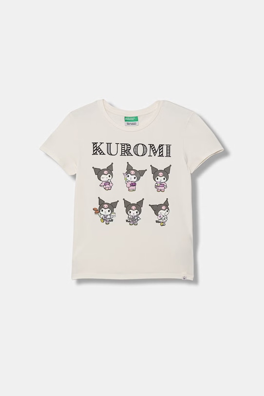 United Colors of Benetton t-shirt dziecięcy bawełniany z elastanem beżowy 3P4ZC10SQ.G.Stagionale