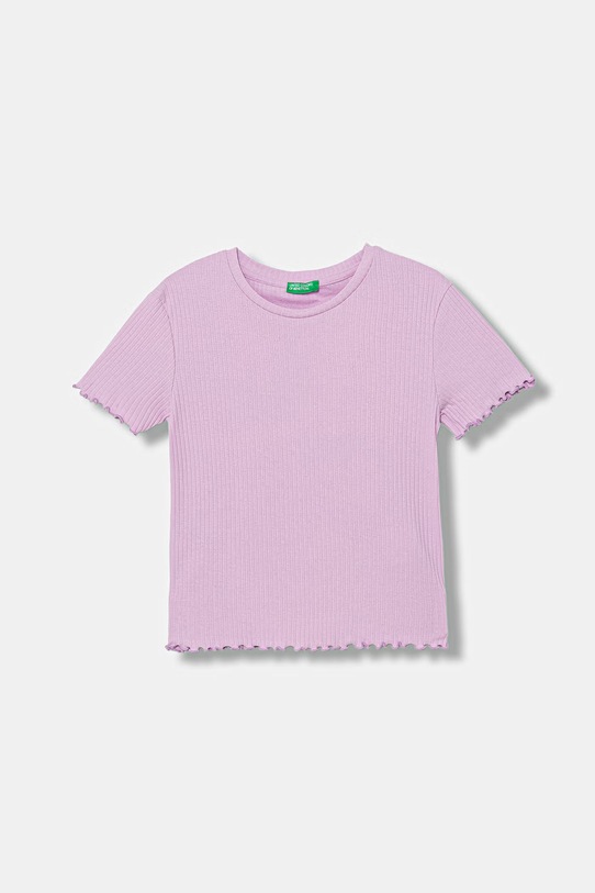 United Colors of Benetton t-shirt basic dziecięcy bawełniany z elastanem fioletowy 3F1EC10N4.G.Stagionale