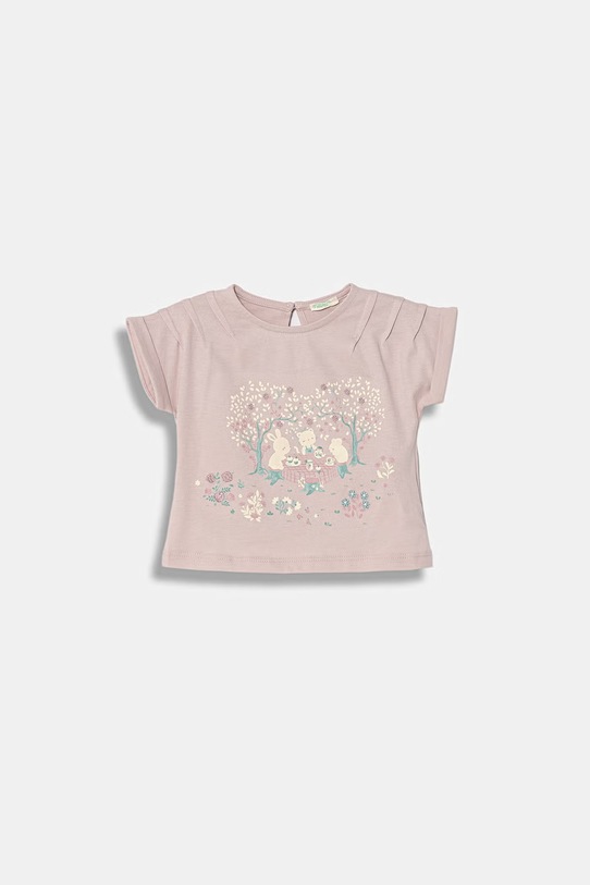 United Colors of Benetton t-shirt niemowlęcy bawełniany różowy 3I1XA1075.W.Stagionale