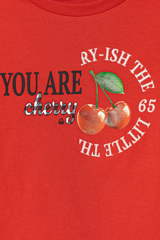 Dziewczynka United Colors of Benetton t-shirt dziecięcy bawełniany 3I1XC10SW.G.Stagionale czerwony