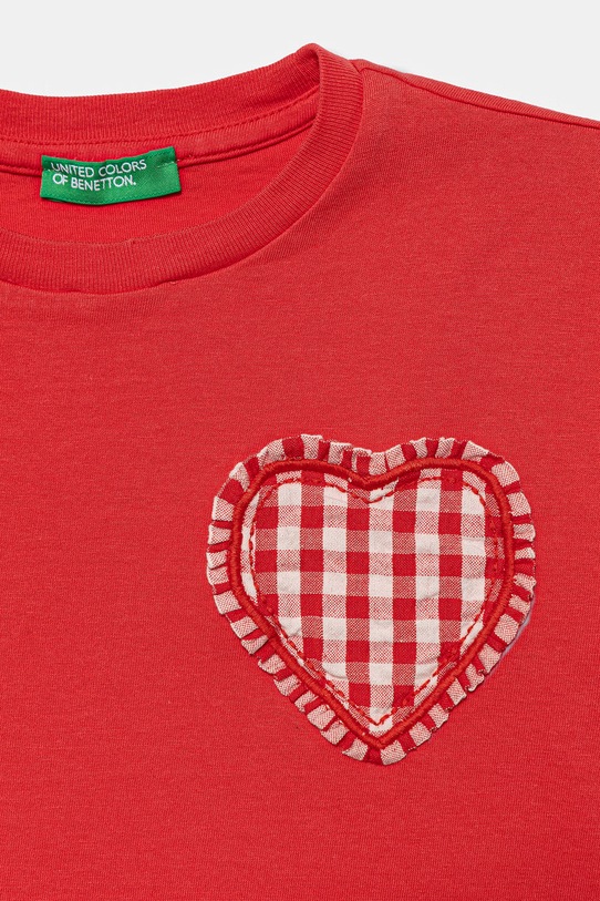 Dziewczynka United Colors of Benetton t-shirt dziecięcy bawełniany 3I1XG10MK.P.Stagionale czerwony