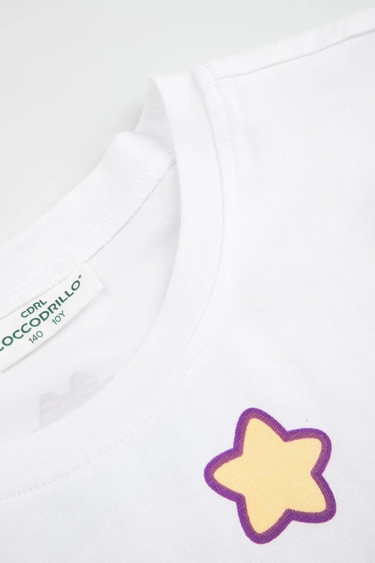 Dziewczynka Coccodrillo t-shirt dziecięcy z bawełną WC6143214LGD biały