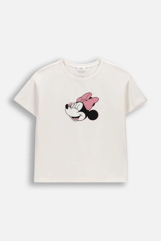 Coccodrillo t-shirt dziecięcy bawełniany z elastanem beżowy WC6143217LGD