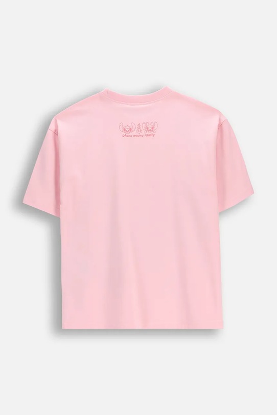 Coccodrillo t-shirt dziecięcy bawełniany z elastanem WC6143219LGD różowy SS26