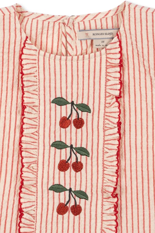 Konges Sløjd bluză cu volane pentru copii, din bumbac ELLIE FRILL TOP GOTS roz KS105347.PPY2