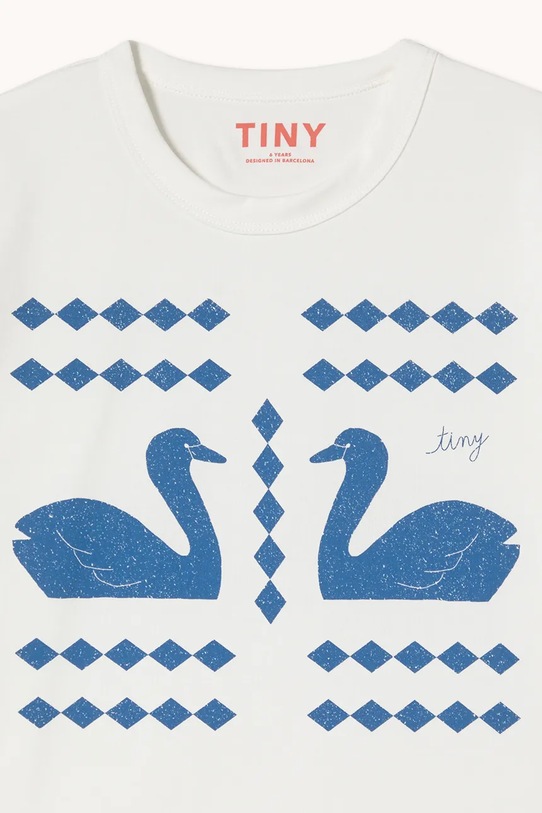 Tinycottons t-shirt bawełniany dziecięcy SWANS DIAMONDS GRAPHIC TEE biały SS26.059