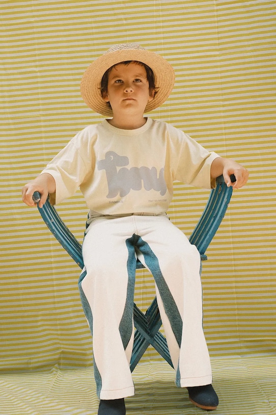 Tinycottons t-shirt bawełniany dziecięcy TINY DOG GRAPHIC TEE nadruk żółty SS26.062