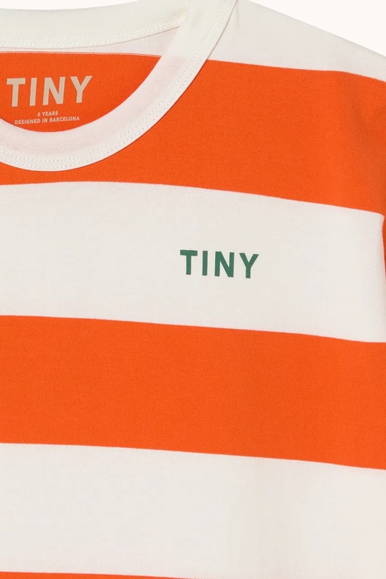 Chłopiec Tinycottons t-shirt bawełniany dziecięcy STRIPES KNIT TEE SS26.077 pomarańczowy