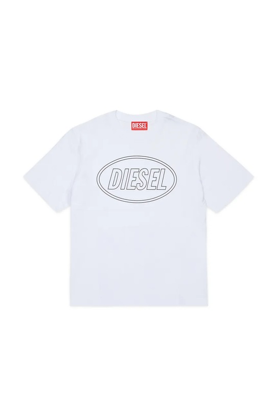 Παιδικό βαμβακερό μπλουζάκι Diesel TCIRCLE OVER T-SHIRT στάμπα λευκό J02582.0GRAI