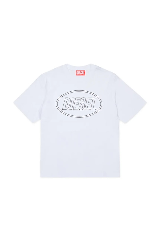 Diesel t-shirt bawełniany dziecięcy TCIRCLE OVER T-SHIRT nadruk biały J02582.0GRAI