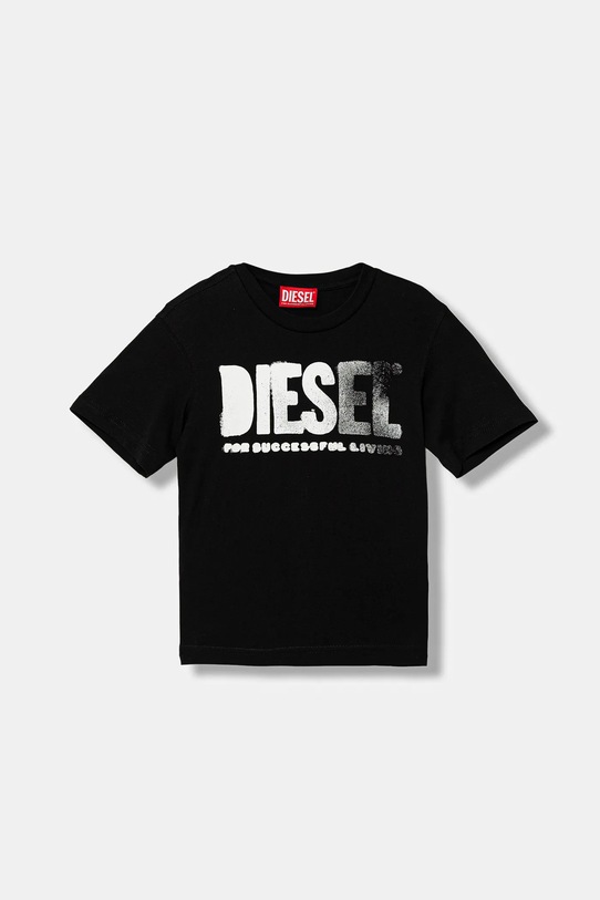 Diesel t-shirt bawełniany dziecięcy THIDE OVER T-SHIRT nadruk czarny J02587.0GRAI