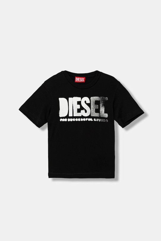 Diesel t-shirt bawełniany dziecięcy THIDE OVER T-SHIRT nadruk czarny J02587.0GRAI