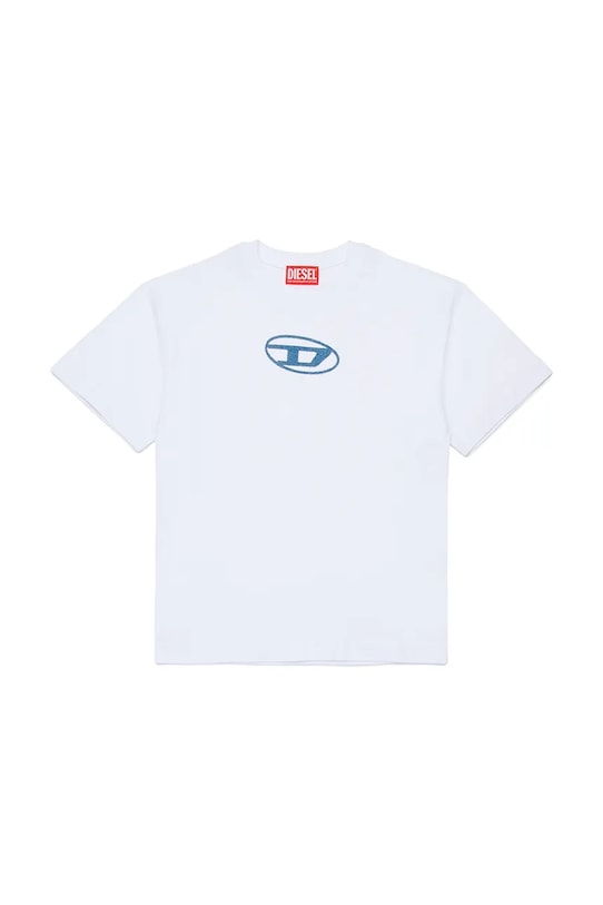 Diesel t-shirt bawełniany dziecięcy TLOGY OVER T-SHIRT aplikacja biały J02590.0GRAI