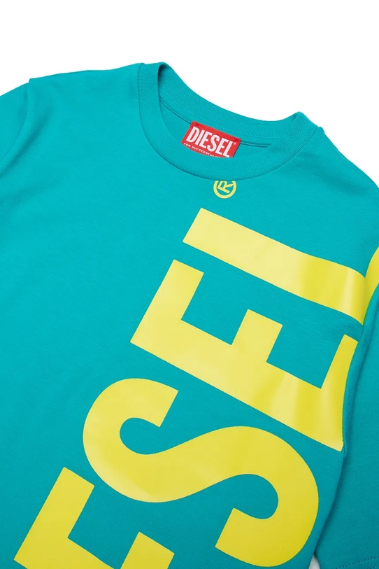 Chłopiec Diesel t-shirt bawełniany dziecięcy MTOMS OVER T-SHIRTS J02737.00YI9 turkusowy
