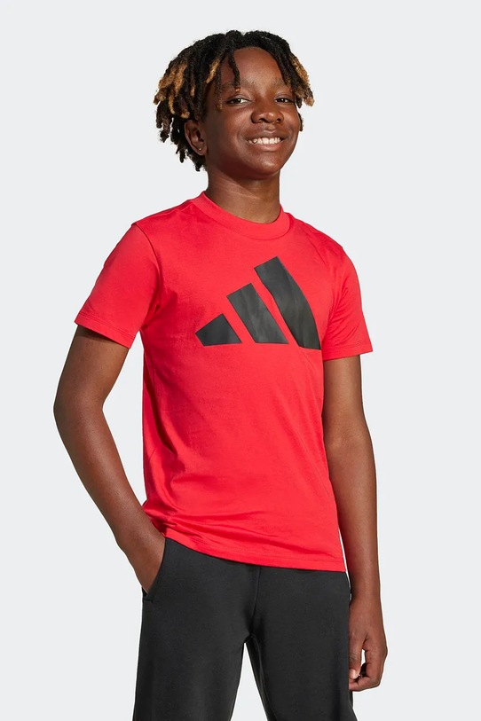 Chłopiec adidas t-shirt bawełniany dziecięcy JC9664 czerwony