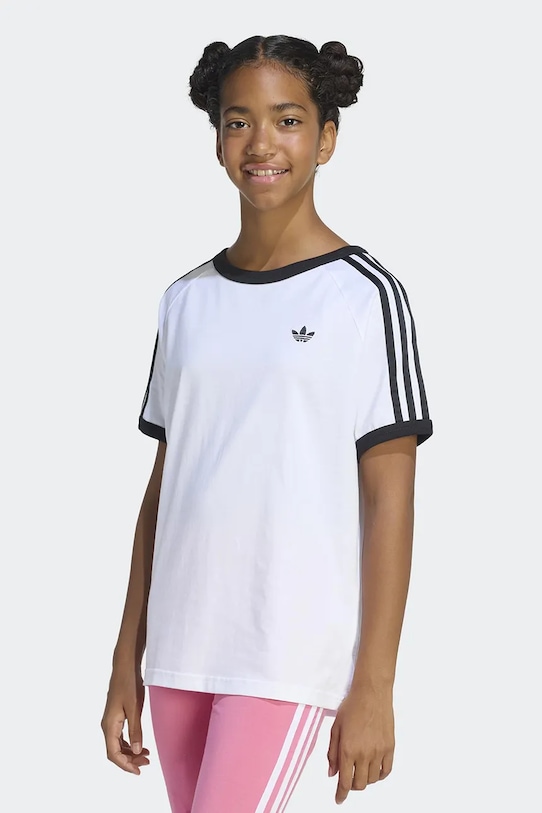 Παιδικό βαμβακερό μπλουζάκι adidas Originals λευκό KE0920