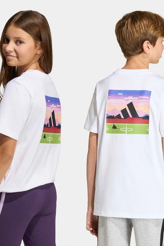 adidas t-shirt bawełniany dziecięcy nadruk biały KA0532