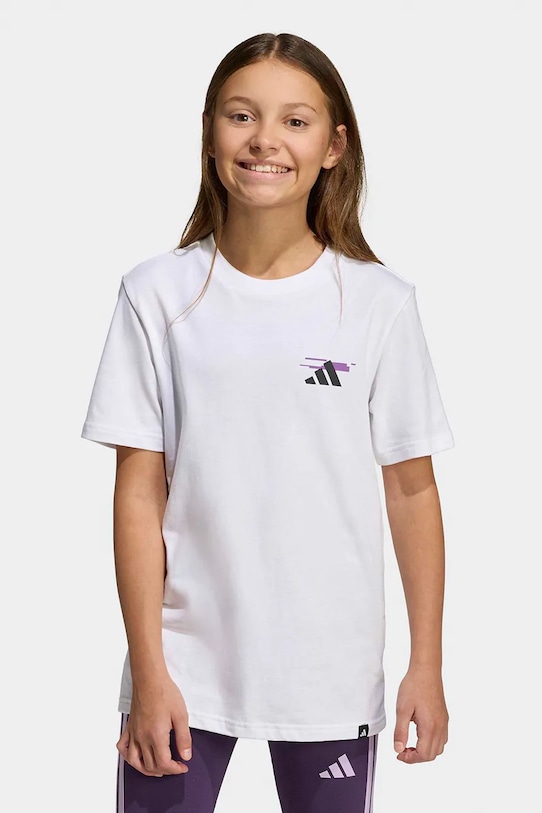 adidas t-shirt bawełniany dziecięcy biały KA0532