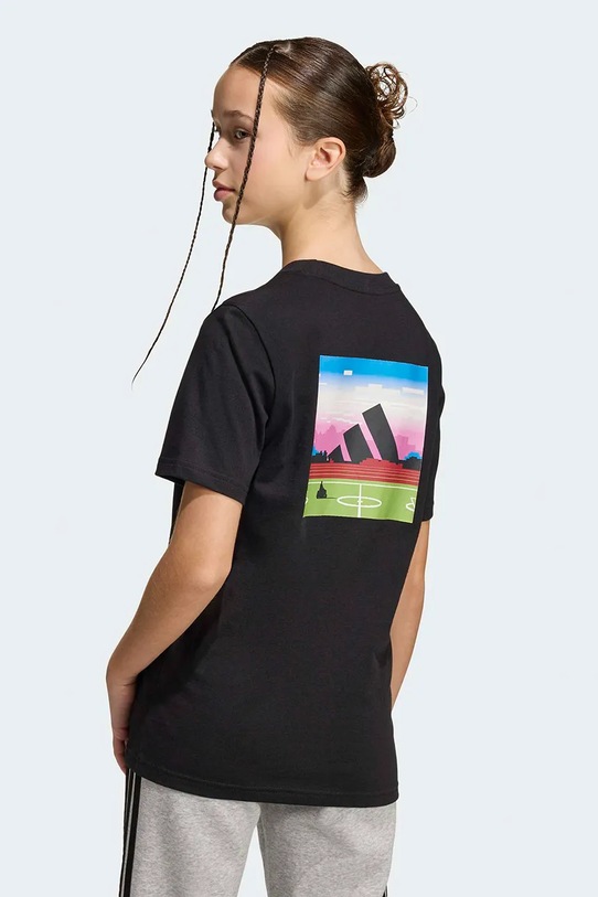 Παιδικό βαμβακερό μπλουζάκι adidas KA0533 μαύρο