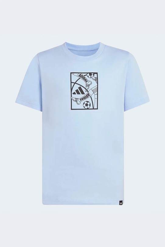 Παιδικό βαμβακερό μπλουζάκι adidas KA0545 μπλε SS26