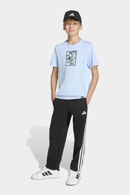 Παιδικό βαμβακερό μπλουζάκι adidas μπλε KA0545