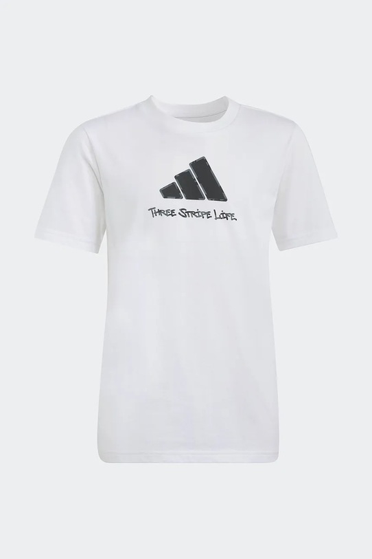 adidas t-shirt bawełniany dziecięcy KA2979 biały SS26
