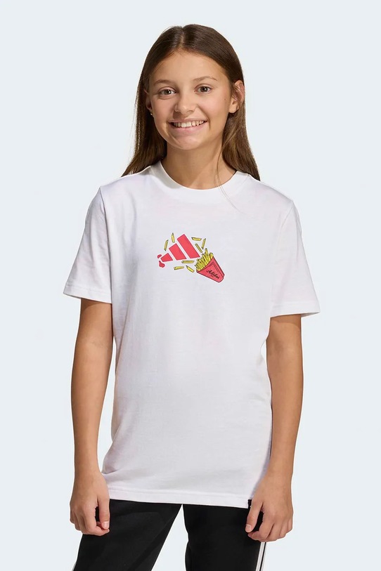 adidas t-shirt bawełniany dziecięcy biały KA0536