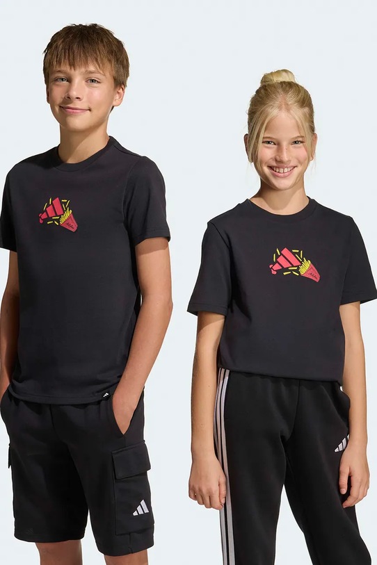 adidas t-shirt bawełniany dziecięcy nadruk czarny KA0537