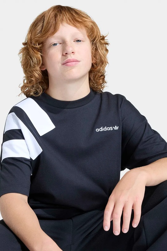 Dječja pamučna majica kratkih rukava adidas Originals crna KC8535