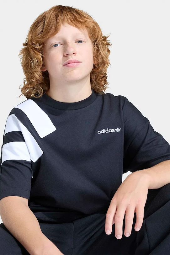 Dječja pamučna majica kratkih rukava adidas Originals crna KC8535