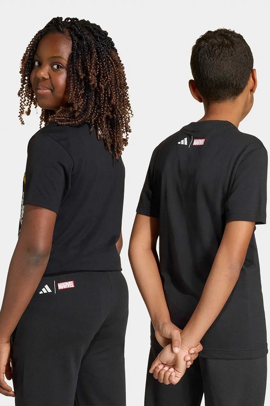 Dječaci Dječja pamučna majica kratkih rukava adidas Performance REAL MARVEL JY5856 crna