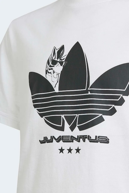 Παιδικό βαμβακερό μπλουζάκι adidas Performance Juventus λευκό KF9622
