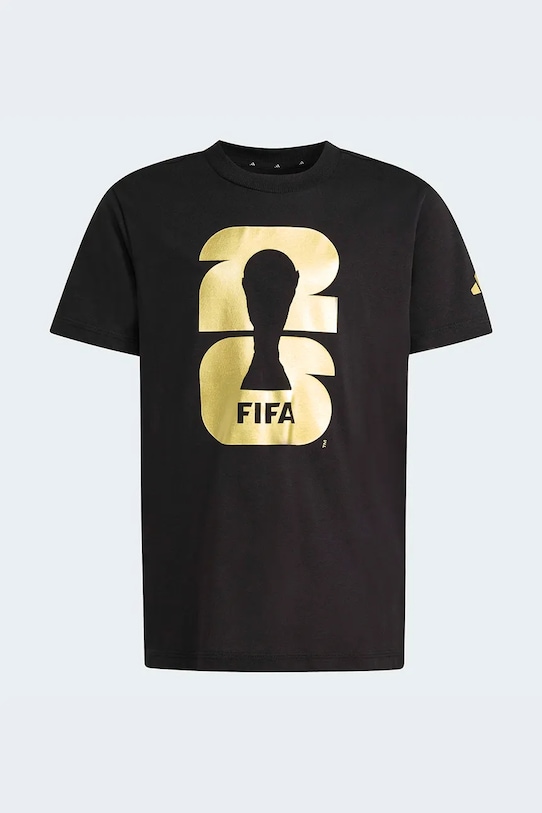 Παιδικό βαμβακερό μπλουζάκι adidas Performance FIFA KB3707 μαύρο SS26