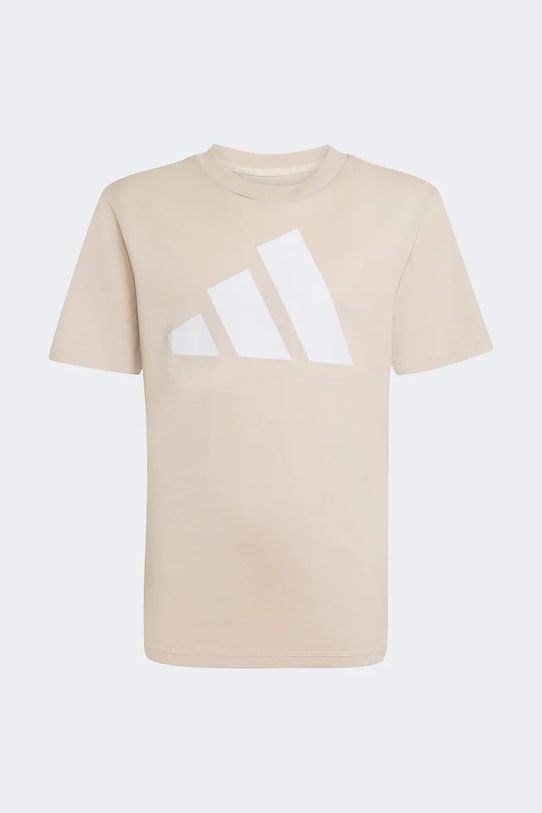 adidas t-shirt bawełniany dziecięcy KD6045 beżowy SS26